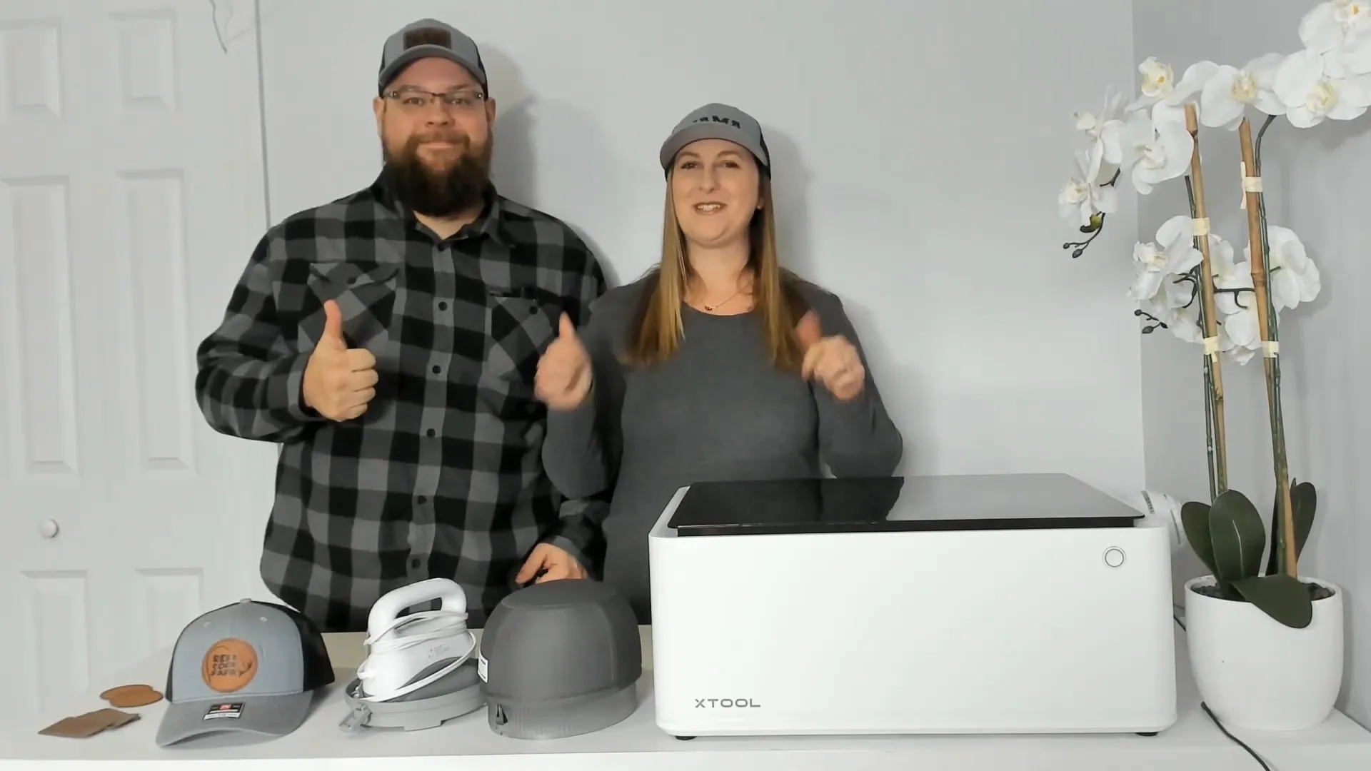 How To Make Leather Patch Hats 2 Ways: Laser Engraving & HTV xTool m1 10 Finished custom leather patch hats with laser engraved and HTV designs