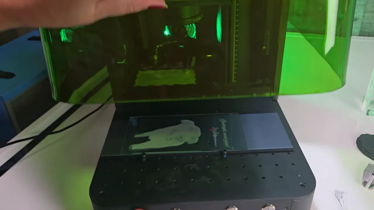 ComMarker Omni X Review: The New Way To Do 3D Glass Engraving at Home 3 Omni X inside enclosure showing lid closed and control panel