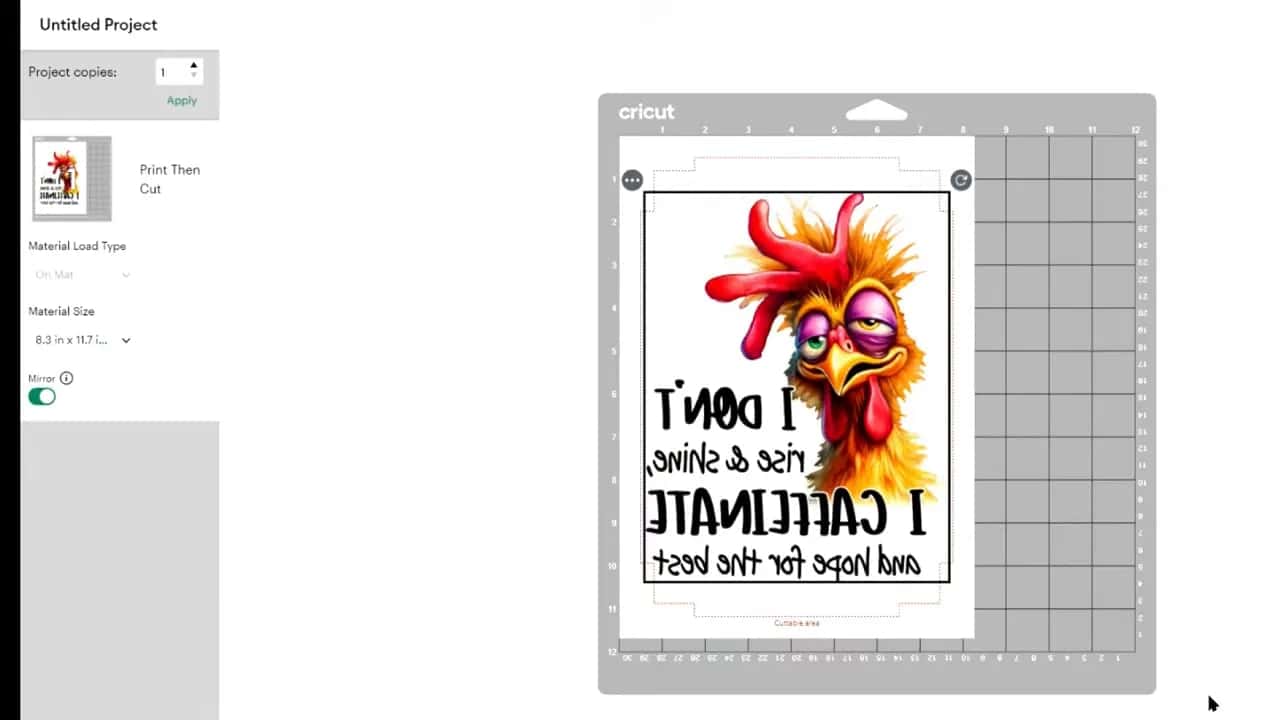Design software showing a mirrored sublimation print with reversed text