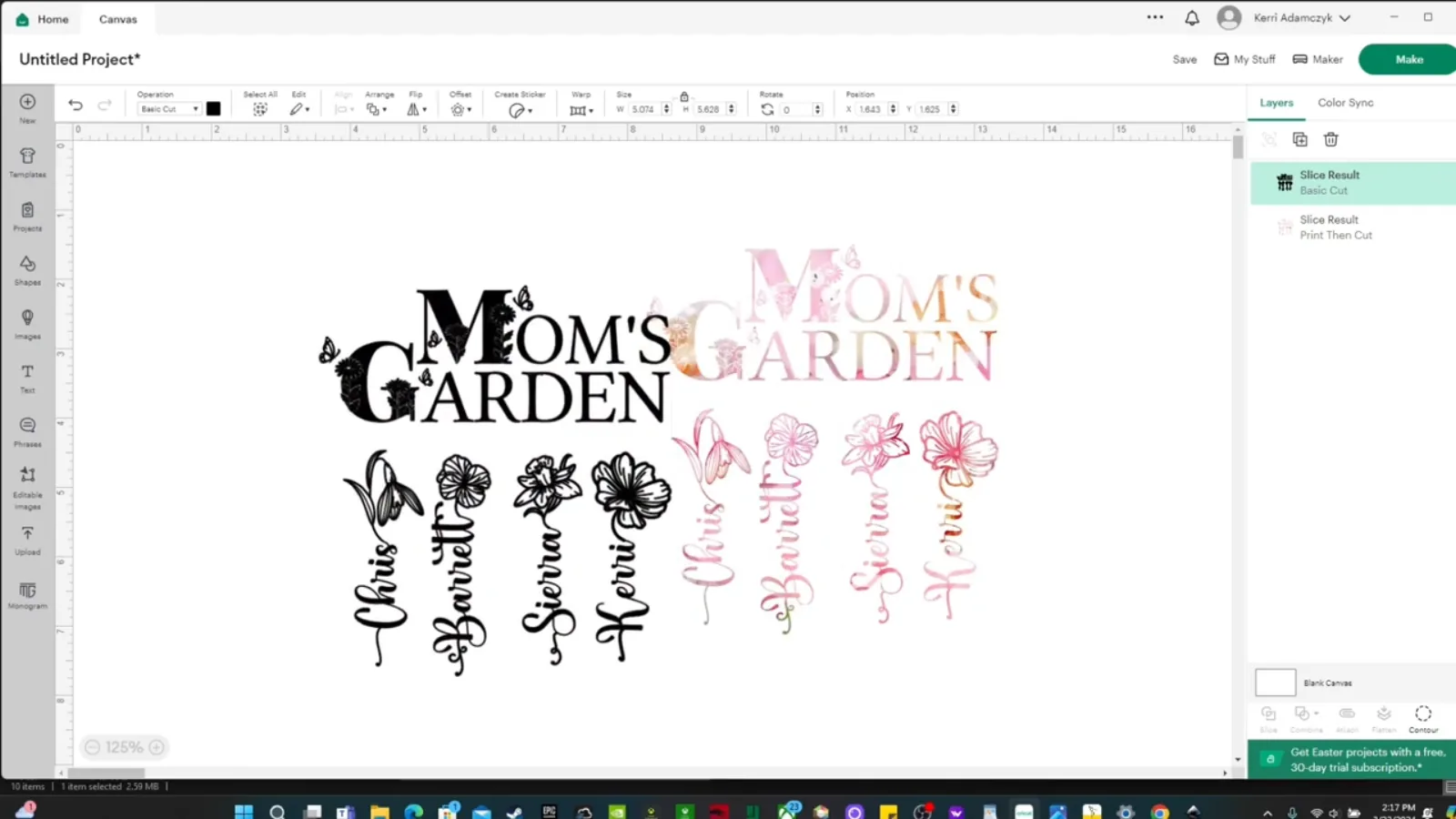 Plain black mug design next to the same design filled with a floral pattern