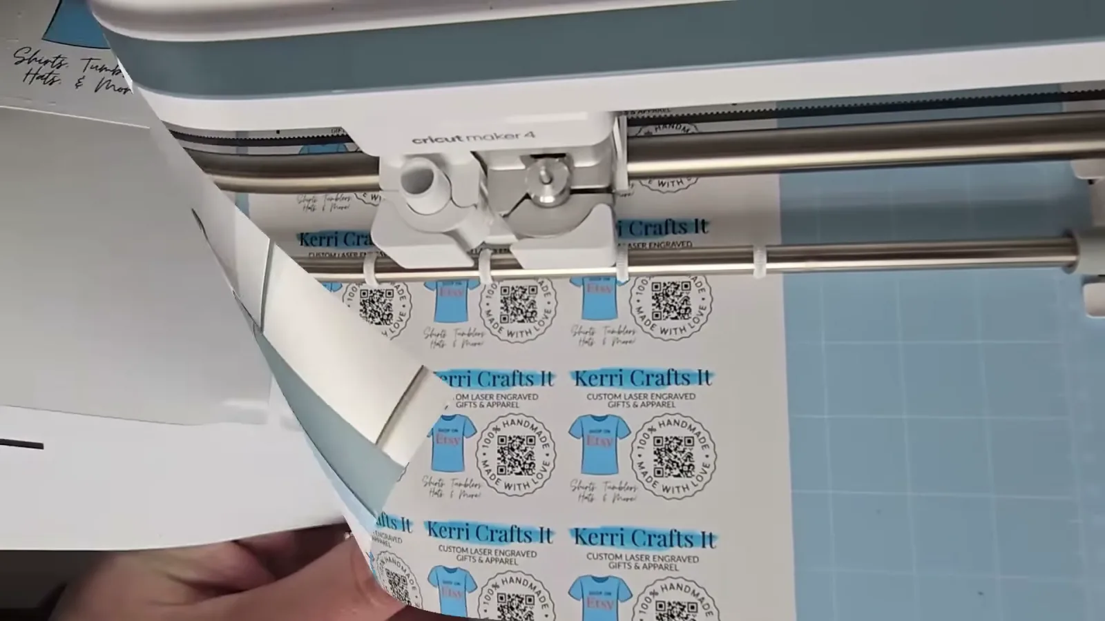 Custom QR code branding sticker placed inside the lid of a tumbler gift box