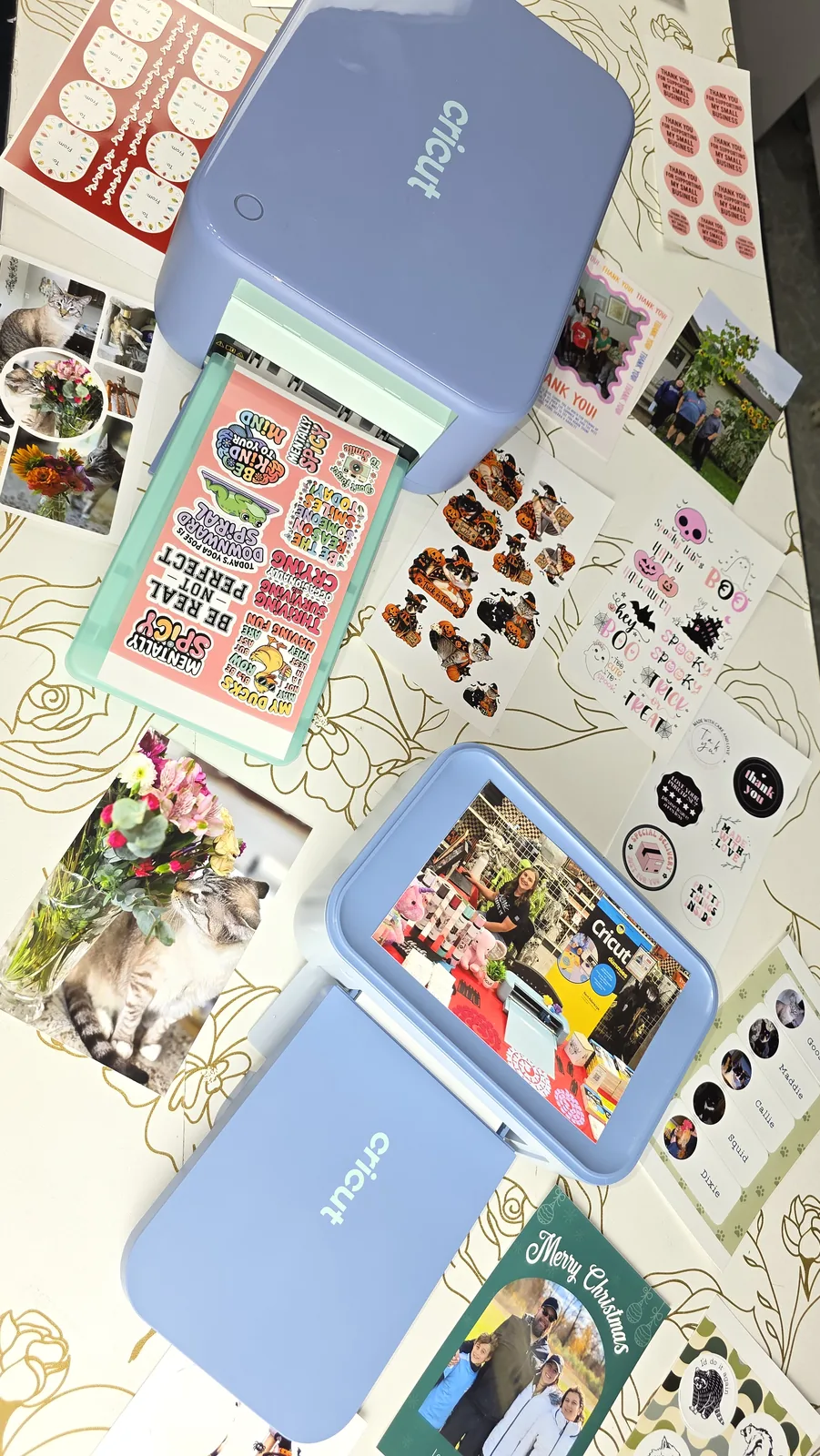 4x6 photo and holiday card printed on a Cricut StickerPix