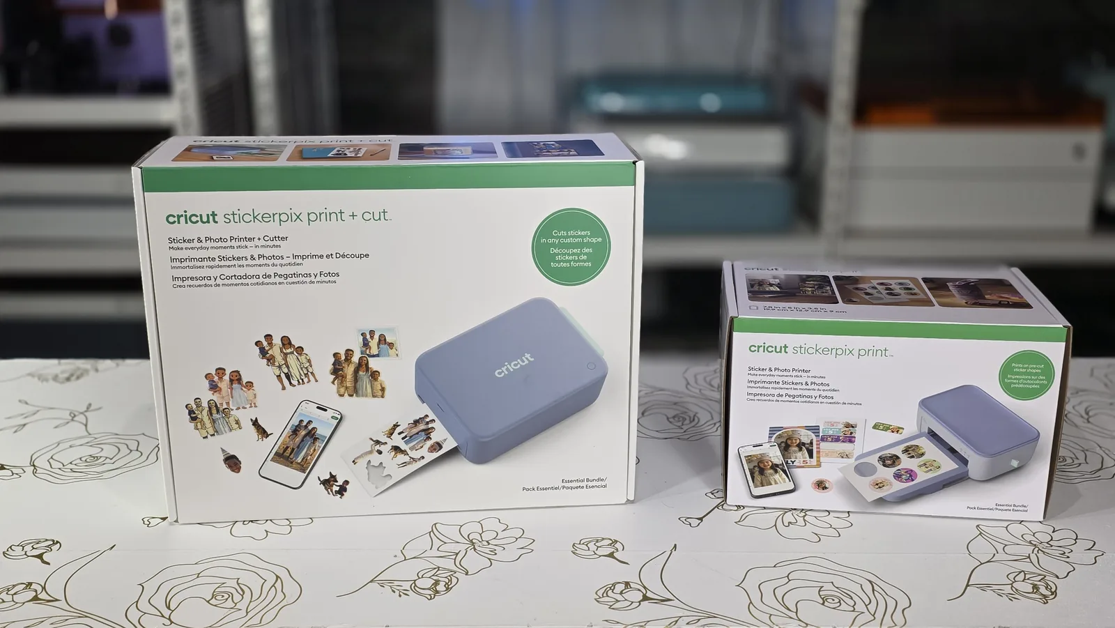 Cricut StickerPix Print + Cut and Cricut StickerPix Print boxes side by side