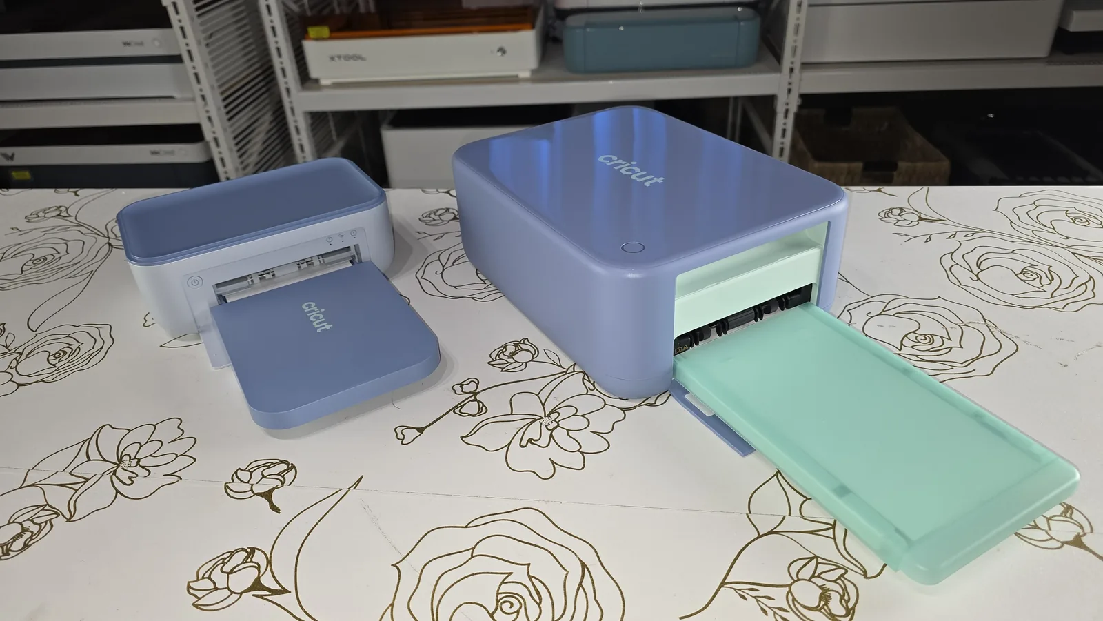 Cricut StickerPix Print next to the StickerPix Print + Cut size comparison