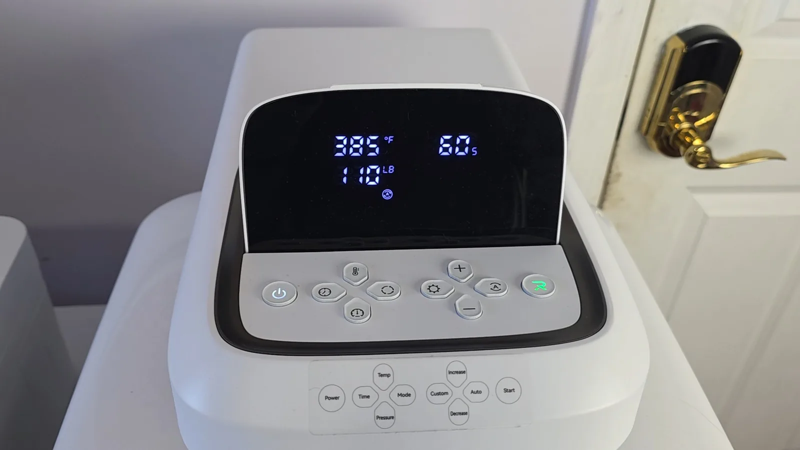 Wedding Sublimation Ideas: 3 Personalized Name Projects That Sell 8 HTVRont auto heat press display set to 385 degrees and 60 seconds for a polyester sublimation shirt