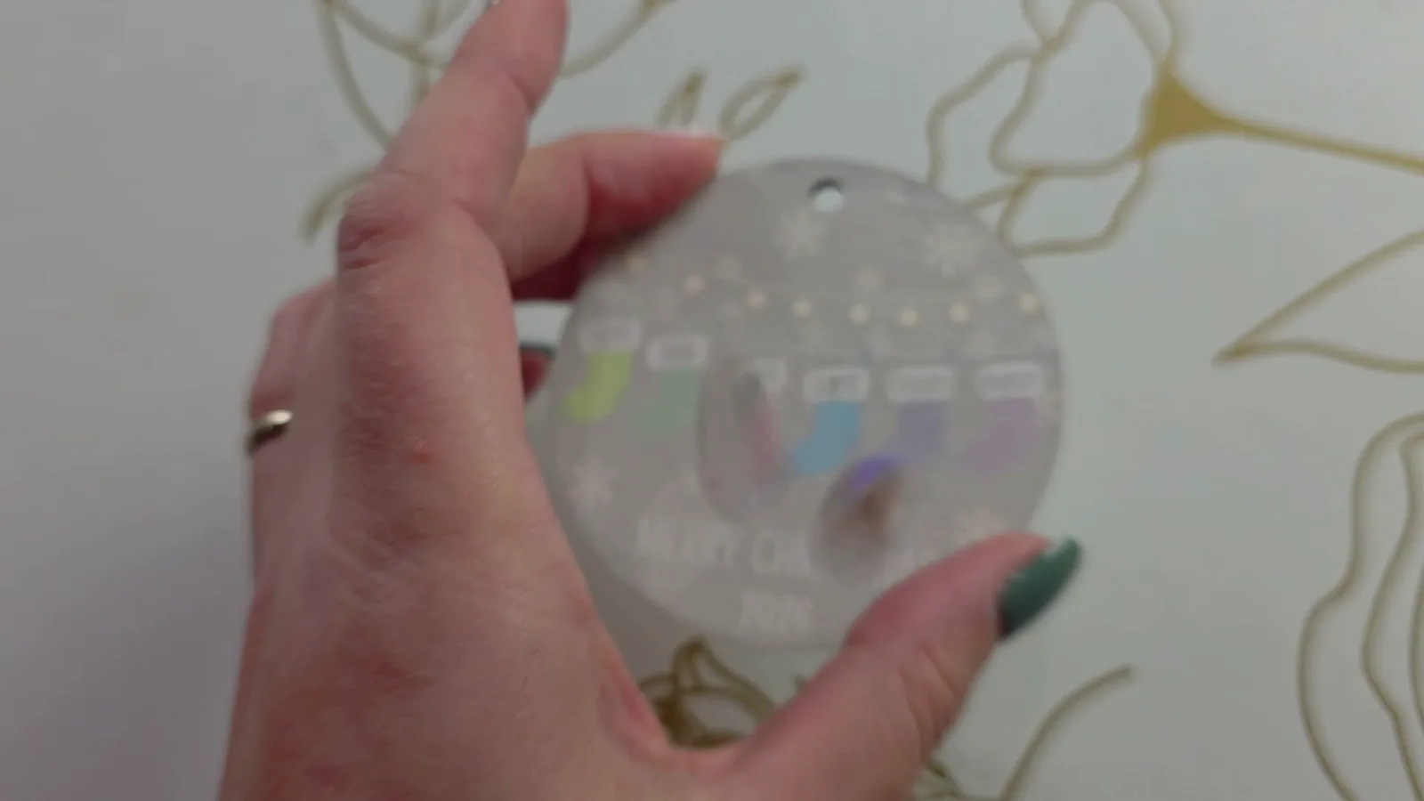Sublimation ornament blank printed with the xTool M2 without inkAID, with dull faded colors and smeared ink