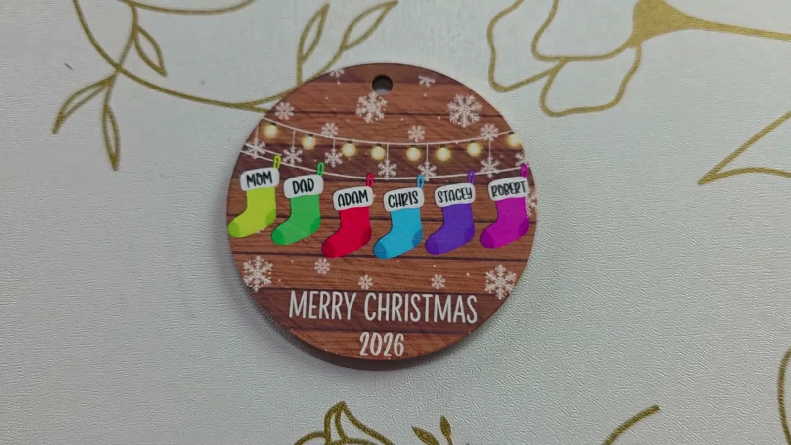 Pre-cut sublimation ornament blank coated with inkAID and printed with the xTool M2 showing bright sharp colors