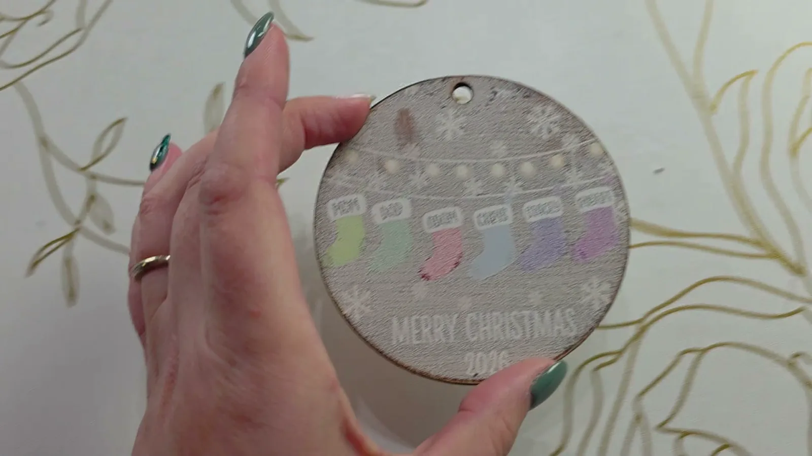 Ornament printed on uncoated white MDF with the xTool M2 looking streaky, faded and smeared
